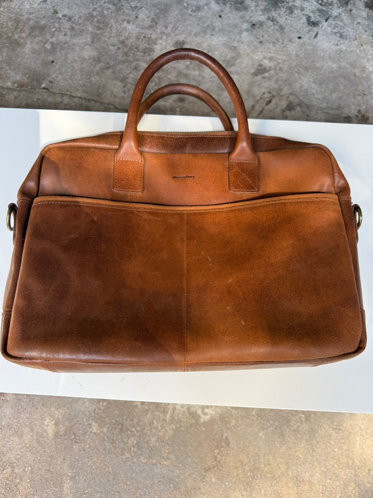 Leren laptoptas, Computers en Software, Laptoptassen, Ophalen, 15 inch, Zo goed als nieuw