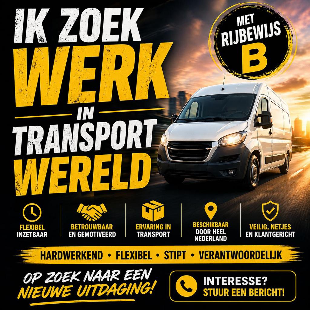 KOERIERSWERK GEZOCHT, 33 - 40 uur, Vanaf 10 jaar, Overige vormen