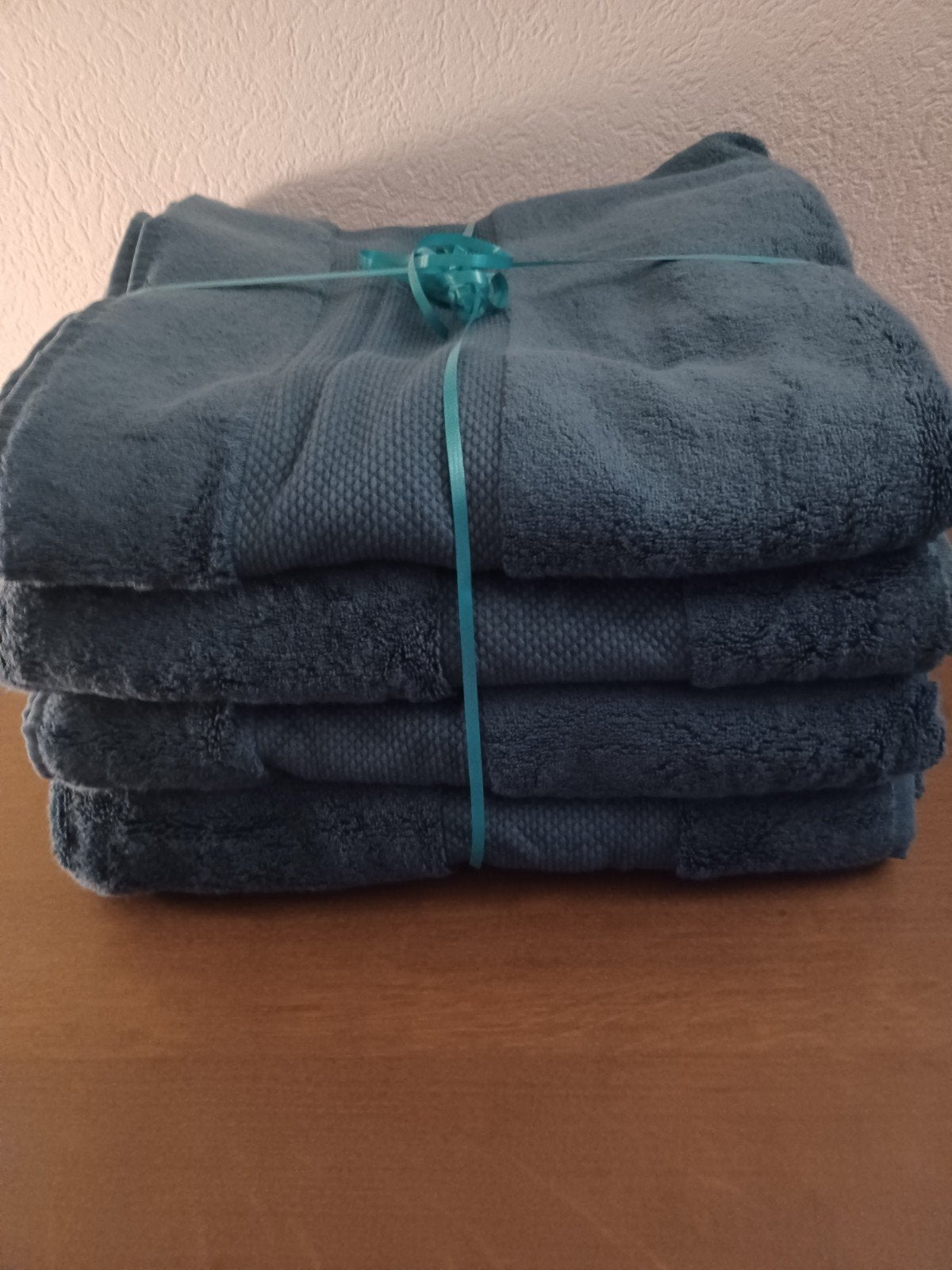 Set van 4 handdoeken - 150 x 75 cm, Ophalen of Verzenden, Nieuw, Blauw, Handdoek