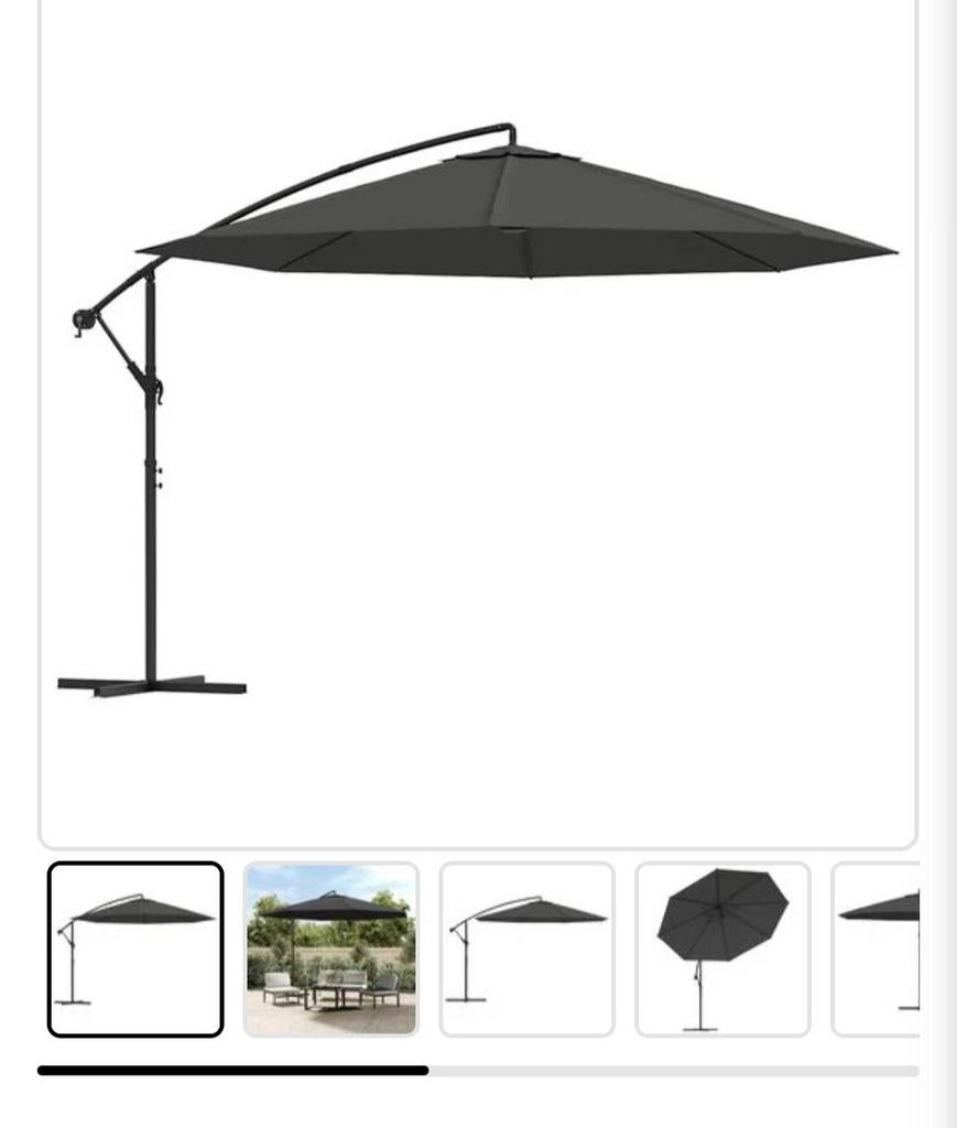 Zweefparasol 350 inclusief beschermhoes, Ophalen, Verstelbaar, 3 tot 4 meter, Zweefparasol