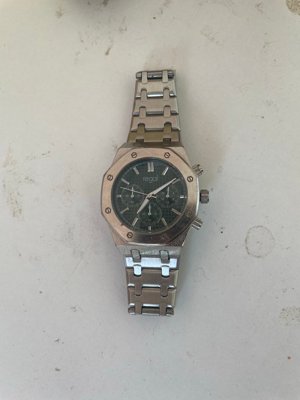 Regal Horloge met Groene Wijzerplaat en Stalen Band, Sieraden, Tassen en Uiterlijk, Horloges | Heren, Overige merken, Gebruikt