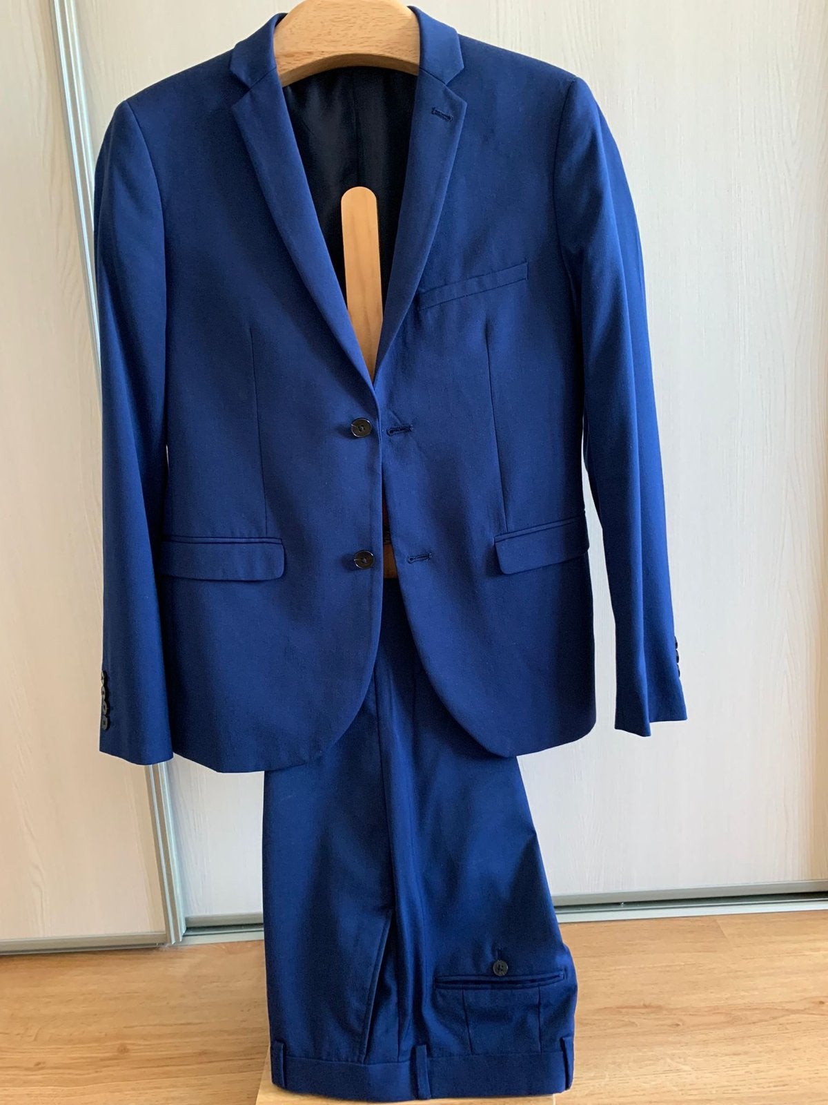 Blauw herenpak van WE - Maat 46, Ophalen of Verzenden, Zo goed als nieuw, Maat 46 (S) of kleiner, Blauw