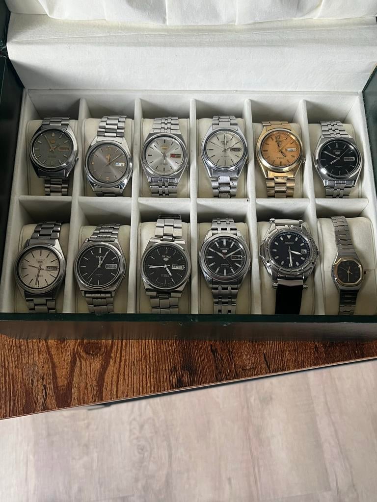 Unieke collectie: seiko 5 11 Automatic & 1 Quartz (1970-2000, Seiko, Gebruikt, Staal, Polshorloge