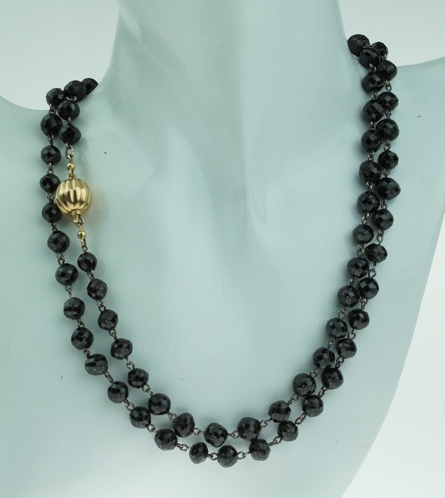 Granaat antieke ketting 14k gouden fraai bol slot dame