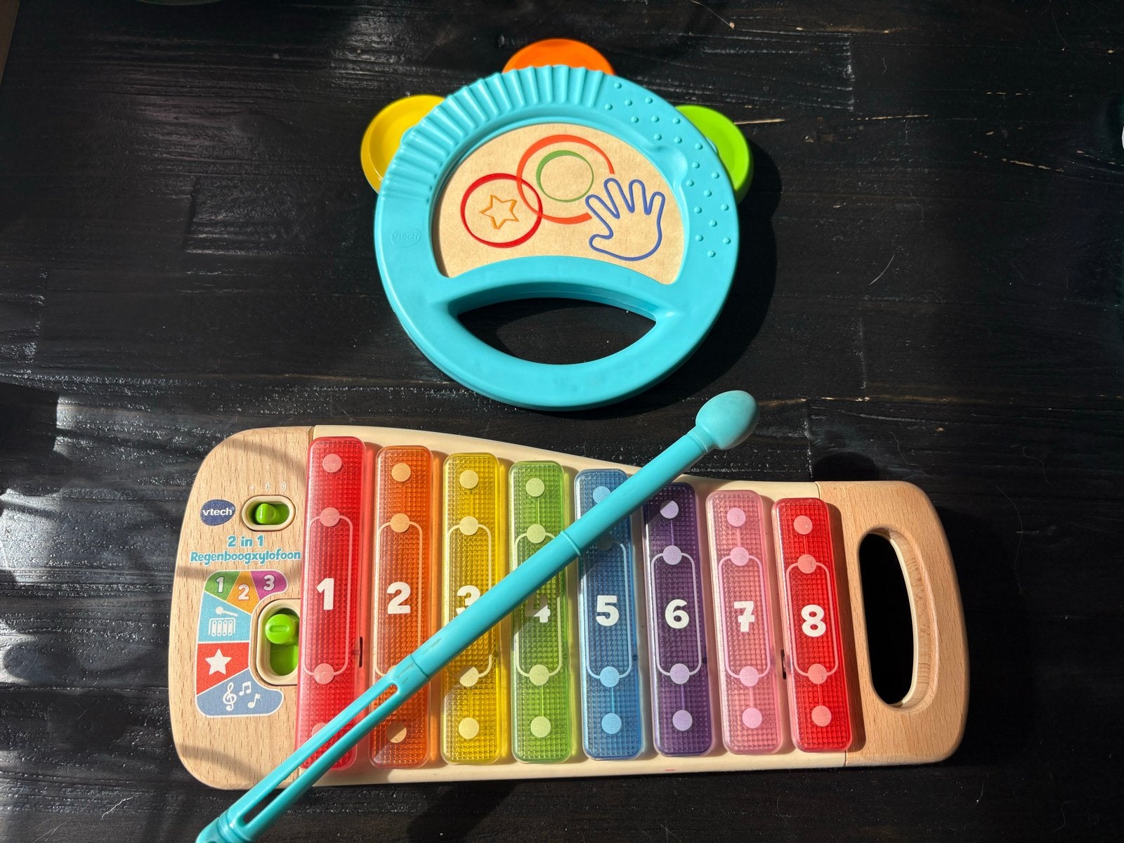 VTech 2-in-1 Regenboogxylofoon met tamboerijn, Ophalen, Zo goed als nieuw, Overige typen, Met licht