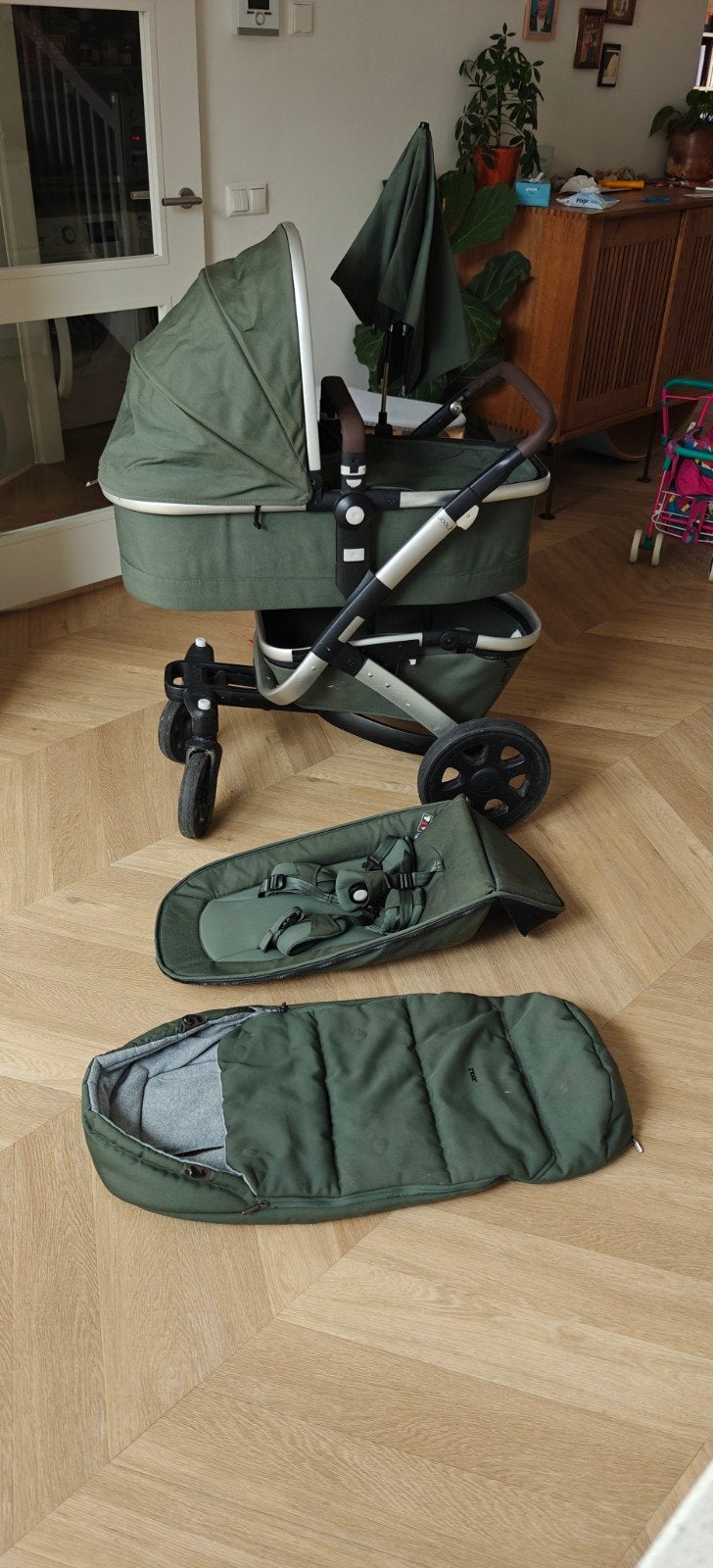 Joolz Geo 2 kinderwagen met parasol en trappelzak, Gebruikt, Combiwagen, Met reiswieg, Ophalen