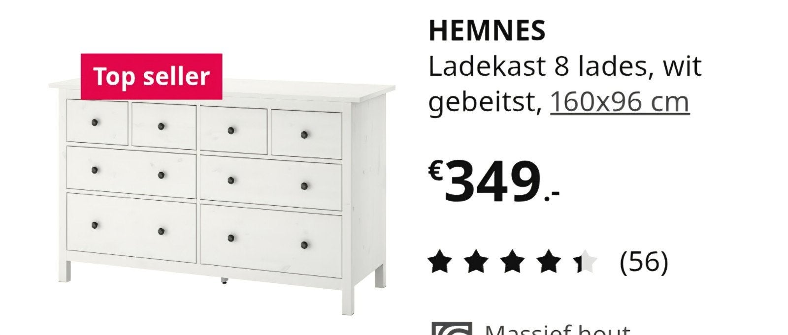 Ikea hemnes 8 ladenkast / commode, Ophalen, Gebruikt, 5 laden of meer, 150 tot 200 cm