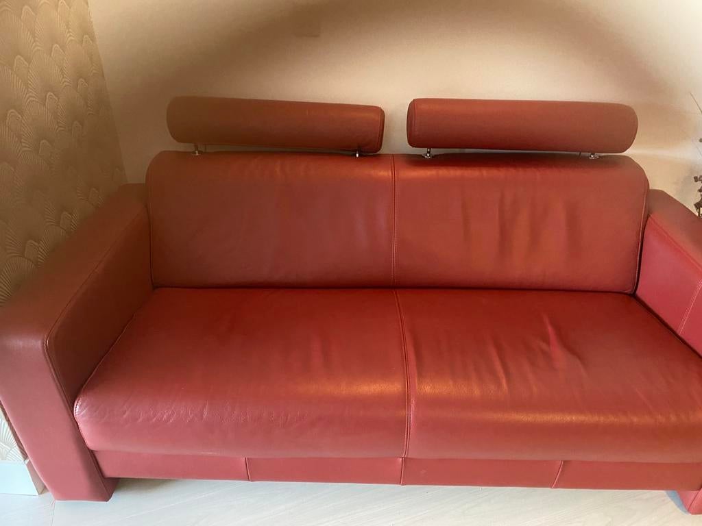 LEDEREN BANKSTEL, Huis en Inrichting, Banken | Bankstellen, Ophalen of Verzenden, Gebruikt, 150 cm of meer, Leer