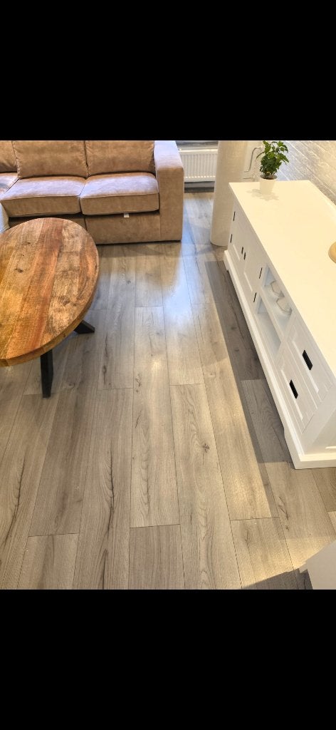 Grijs laminaat, Ophalen, Gebruikt, 50 tot 150 cm, 10 m² of meer