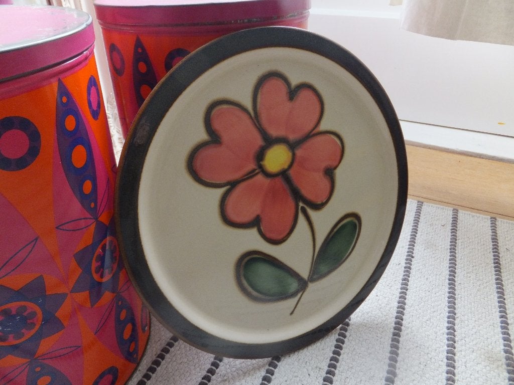 gratis verzenden vrolijk vintage bord, wandbord bloem plant, Verzenden