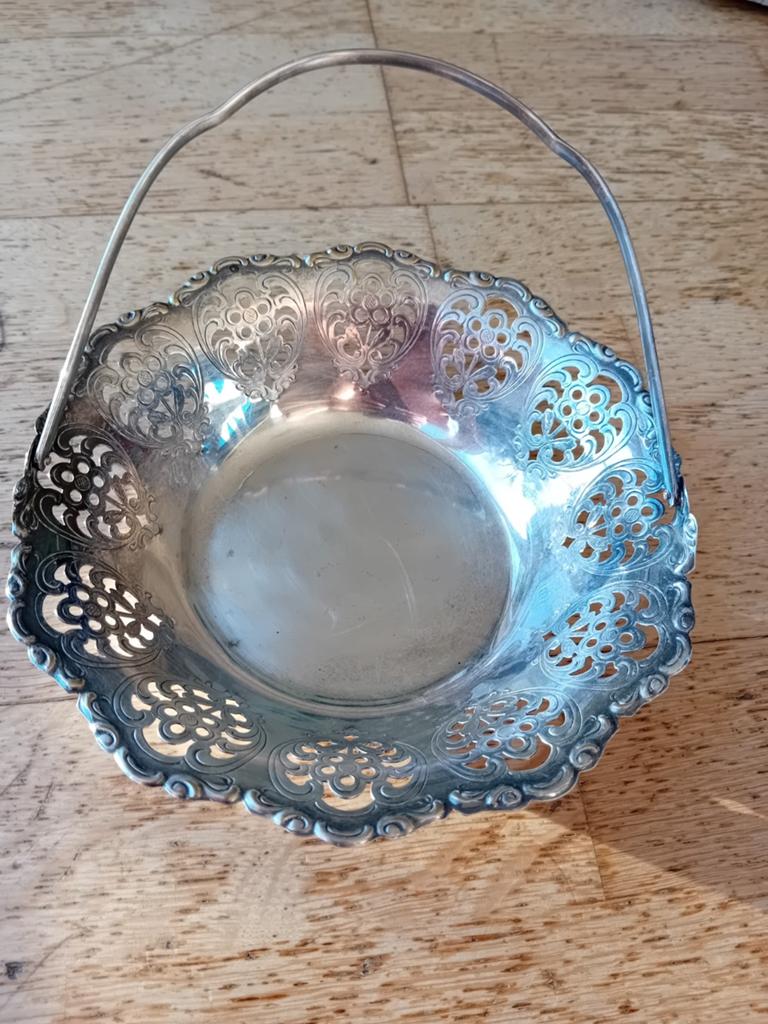 Verzilverd mandje met handvat, Ophalen of Verzenden