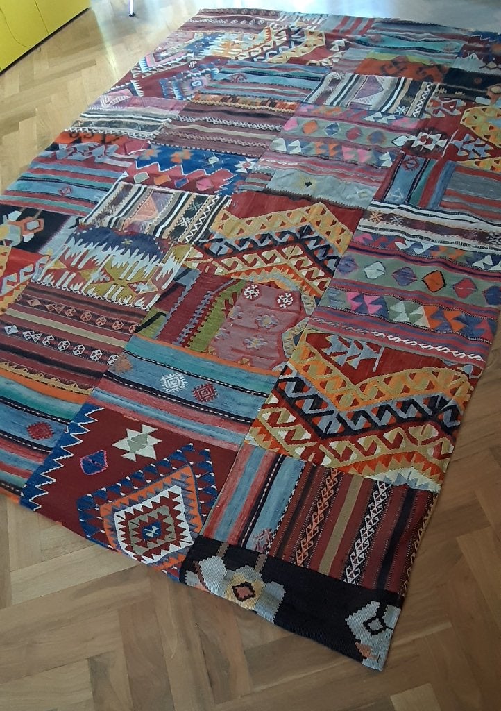 Mooi Karpet Tukse Kelim Patchwork 200 x 300, Ophalen, Gebruikt, 150 tot 200 cm, 200 cm of meer
