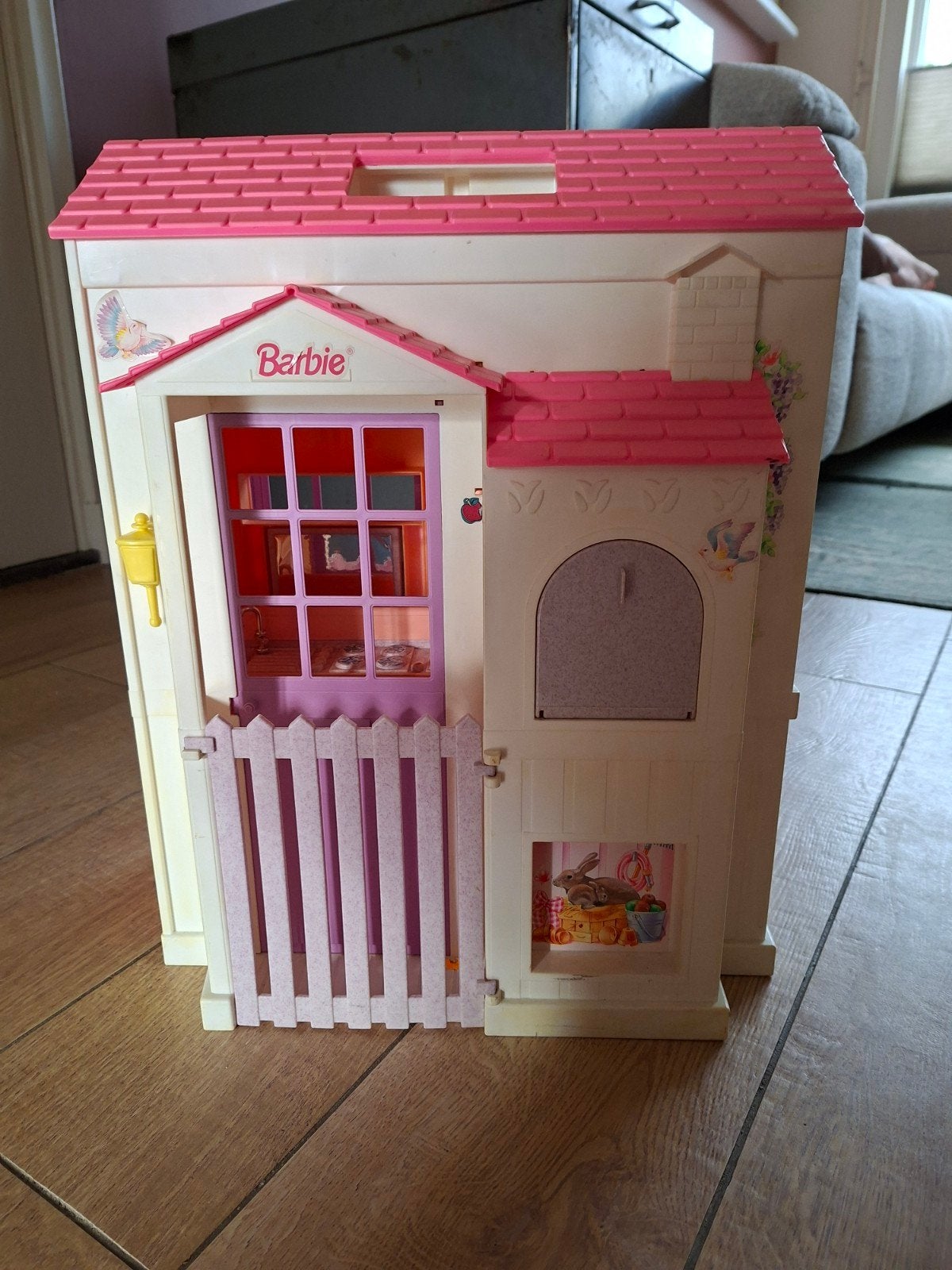 vintage barbiehuis inklapbaar folding pretty house 1996, Kinderen en Baby's, Ophalen of Verzenden, Gebruikt, Poppenhuis