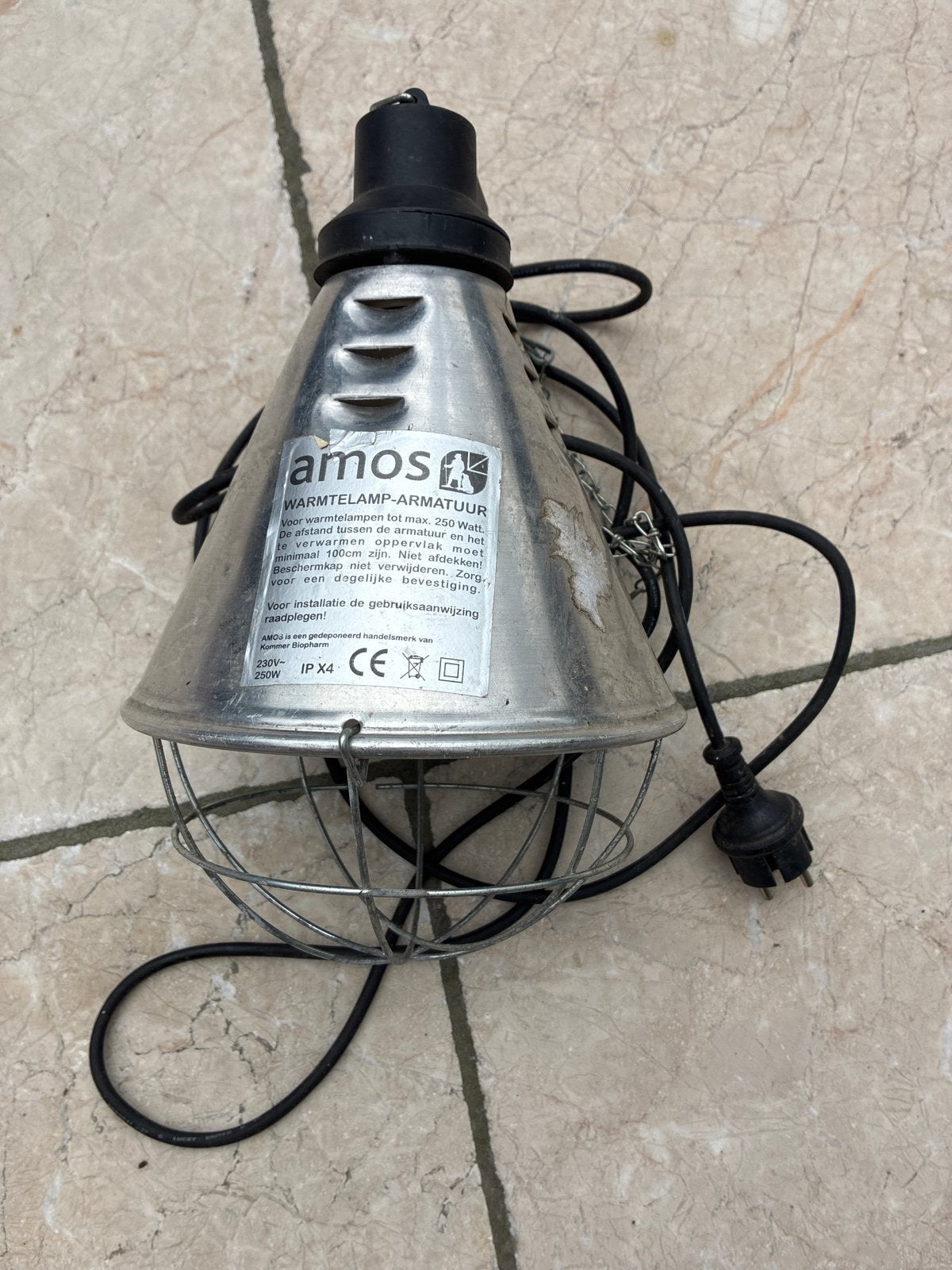 Amos warmtelamp armatuur max 250 watt, Ophalen of Verzenden, Gebruikt, Broedmachine