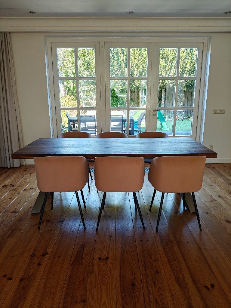 Xooon tafel met rvs X-poot, Huis en Inrichting, Tafelonderdelen, Ophalen, Gebruikt, 200 cm of meer, 50 tot 100 cm