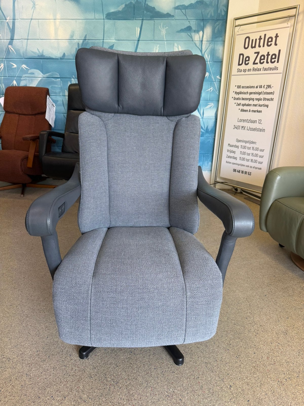 Dat Zit nieuwe sta op relax stoel gratis bezorging/ garantie, Ophalen of Verzenden, Nieuw, Leer, Ruim 100 kort gebruikte en nieuwe fauteuils van alleen A merken