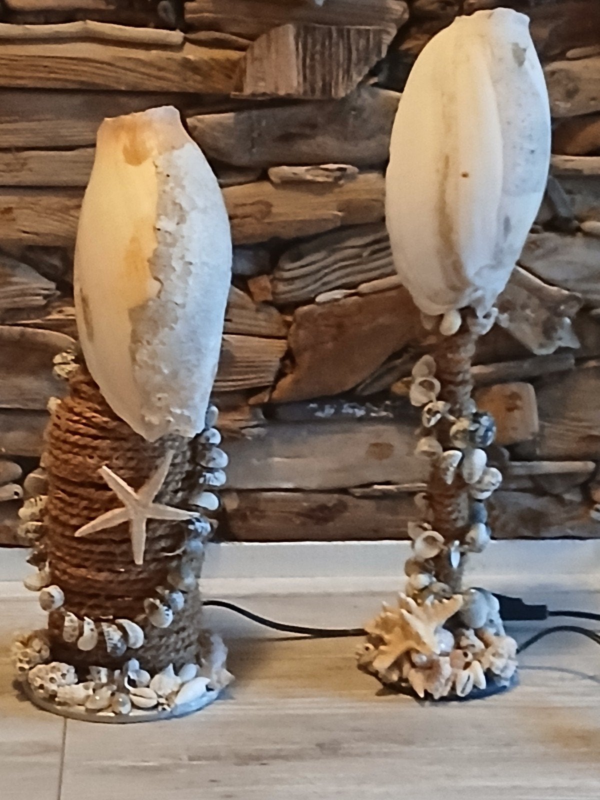 schelplampen 46 en 41cm..per stuk 29€ of samen 50€, Huis en Inrichting, Ophalen
