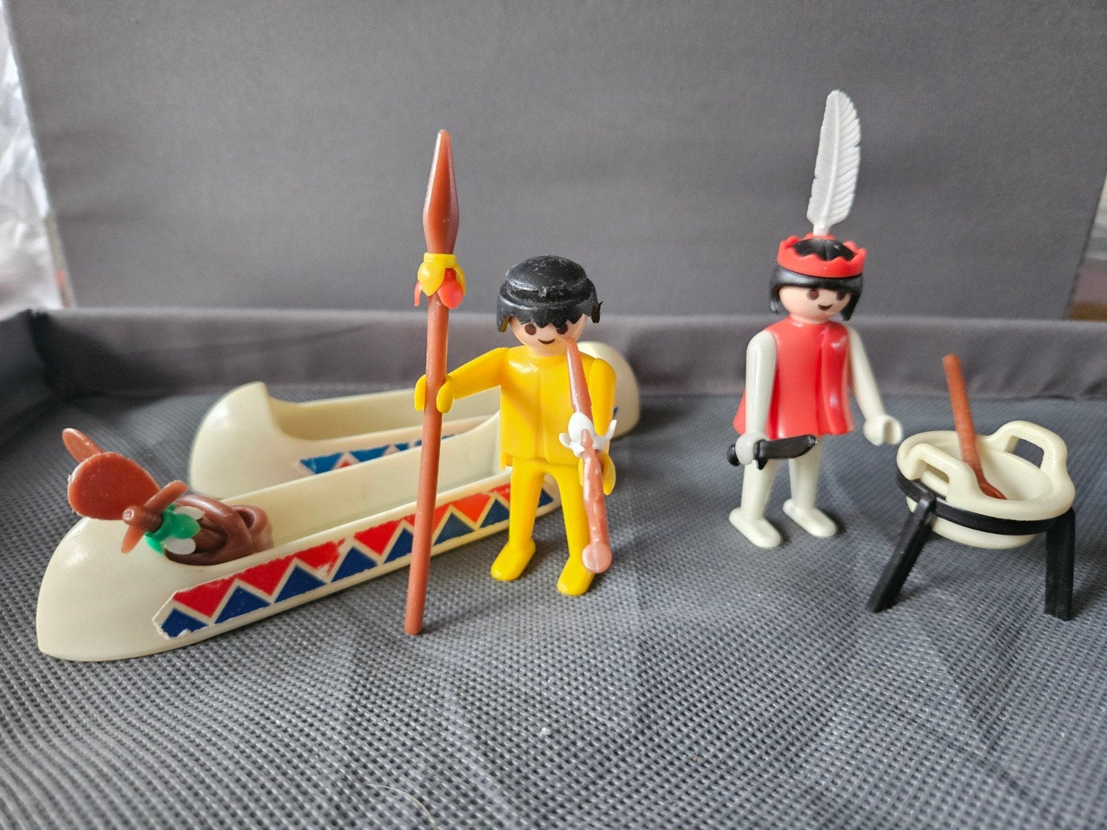 Playmobil indianen met kano, Complete set, Zo goed als nieuw, Figuren, Historisch