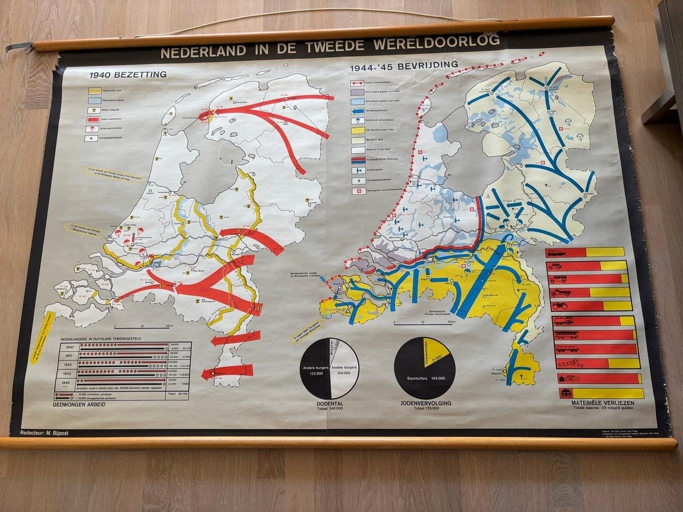 Schoolplaat: Nederland in de tweede WO. Bezetting/Bevrijding, Antiek en Kunst, Antiek | Schoolplaten, Ophalen of Verzenden, Geschiedenis