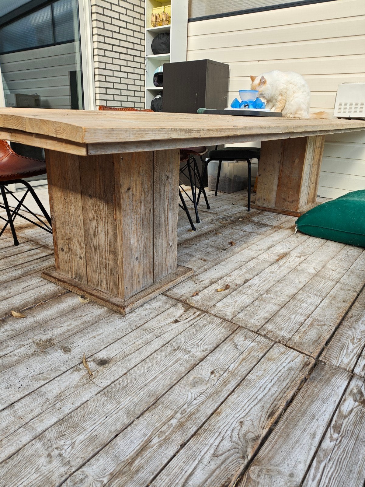 XXL robuuste houten eettafel / kloostertafel – 330 x 120 cm, Ophalen, Gebruikt, 100 tot 150 cm, 200 cm of meer