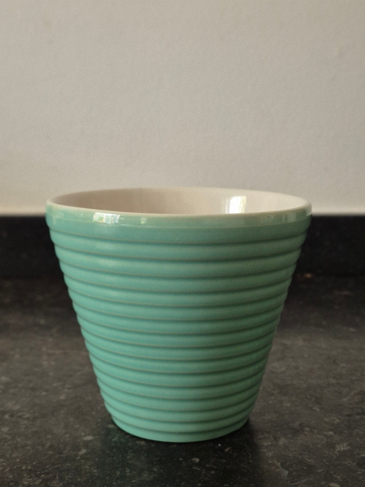 Vintage turquoise bloempotje, Verzamelen, Ophalen of Verzenden, Huis en Inrichting