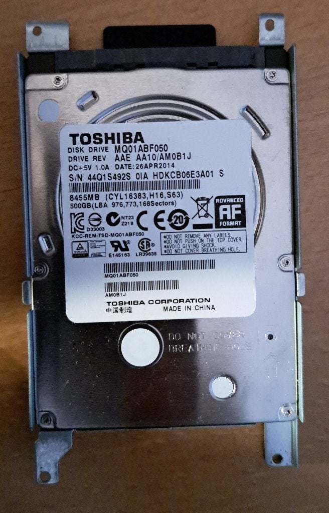 TOSHIBA HARDE SCHIJF 500 GB - MQ01ABF050, Intern, HDD, Ophalen of Verzenden, 500 GB