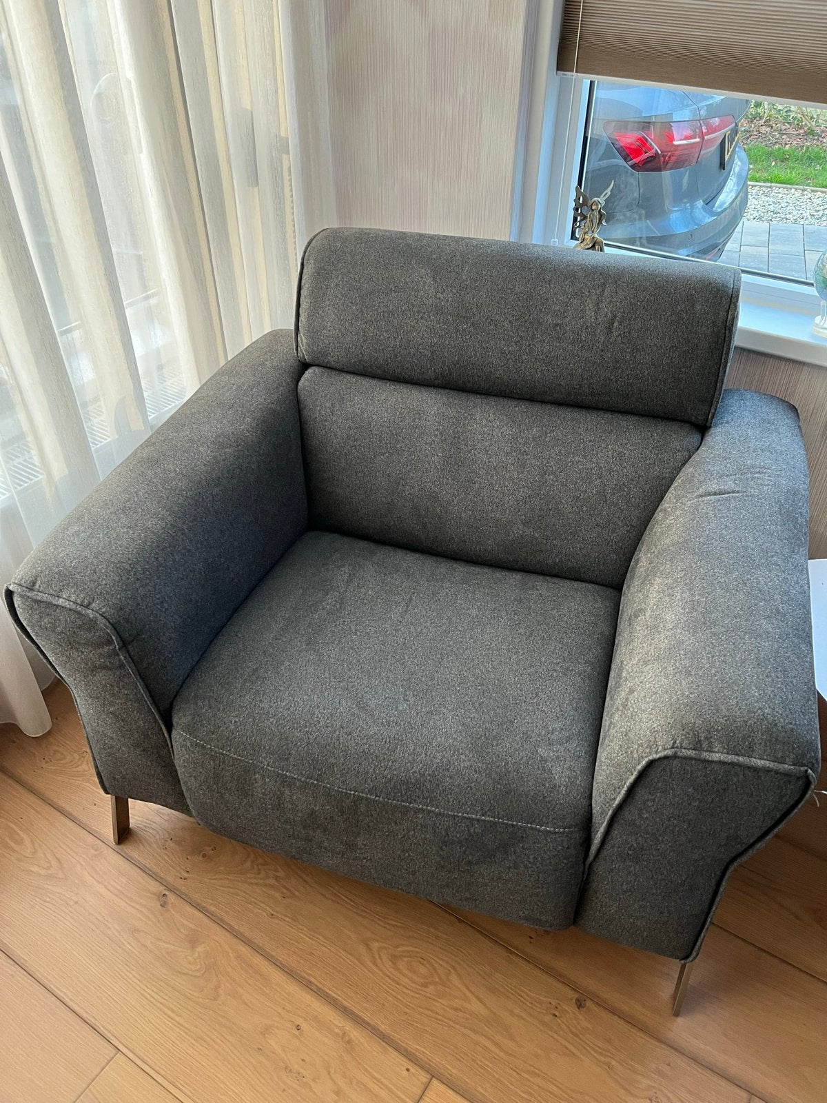 Natuzzi Fauteuil Antraciet - Zo goed als nieuw, Ophalen, Zo goed als nieuw, Stof, 75 tot 100 cm