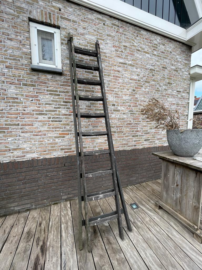 Oude 2-delige Wienese deco ladder, Ophalen, Gebruikt, Ladder, 2 tot 4 meter