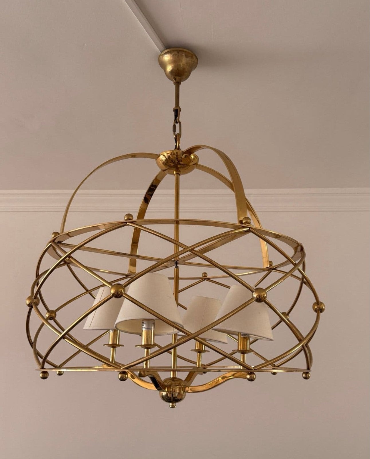 Van Roon Living Andaz II kroonluchter messing/goud – Ø66 cm, Ophalen, Gebruikt, Metaal, E14 (klein)