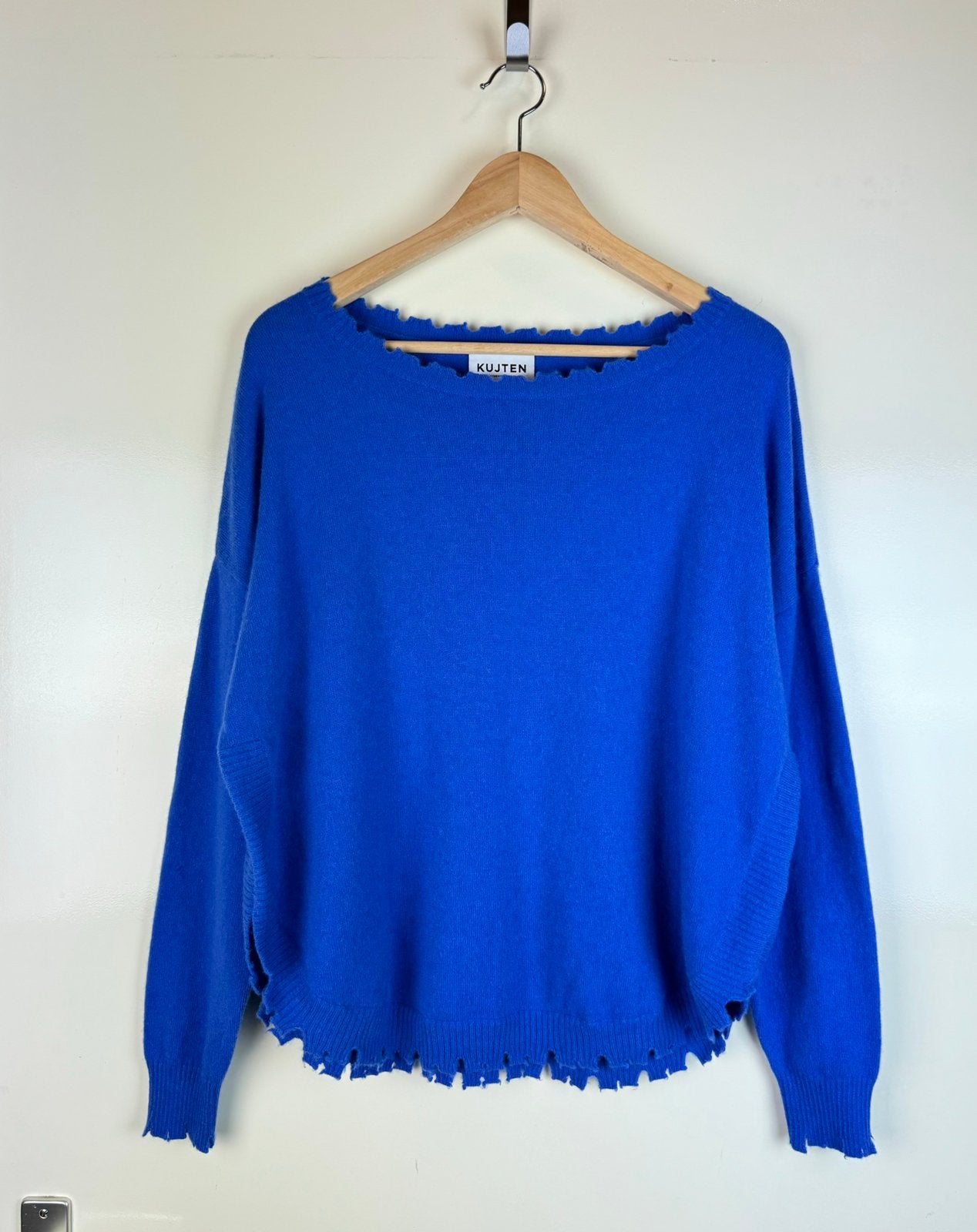 KUJTEN 100% Cashmere Mela Sweater Pullover Jumper Relaxed L, Verzenden, Zo goed als nieuw, Maat 42/44 (L), Blauw