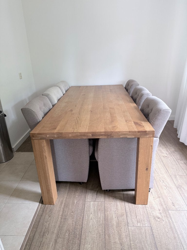 Eettafel en stoelen hout van Goossens, Ophalen, Gebruikt, Eikenhout, 50 tot 100 cm
