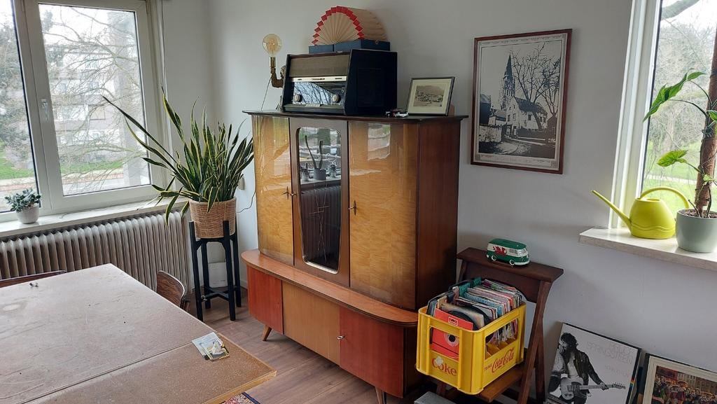 Vintage vitrinekast, Ophalen, Gebruikt, Jaren 60, Glas