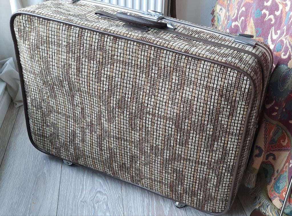 vintage koffer merk Skyway uit Amerika, Ophalen, Leer, 70 cm of meer, Wieltjes