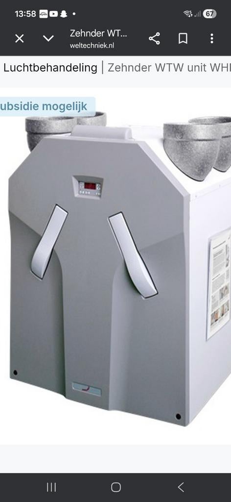 Te koop wtw motor  en bijpassende klep. En verwarmings eleme, Ophalen of Verzenden, Ventilator en Afzuiger