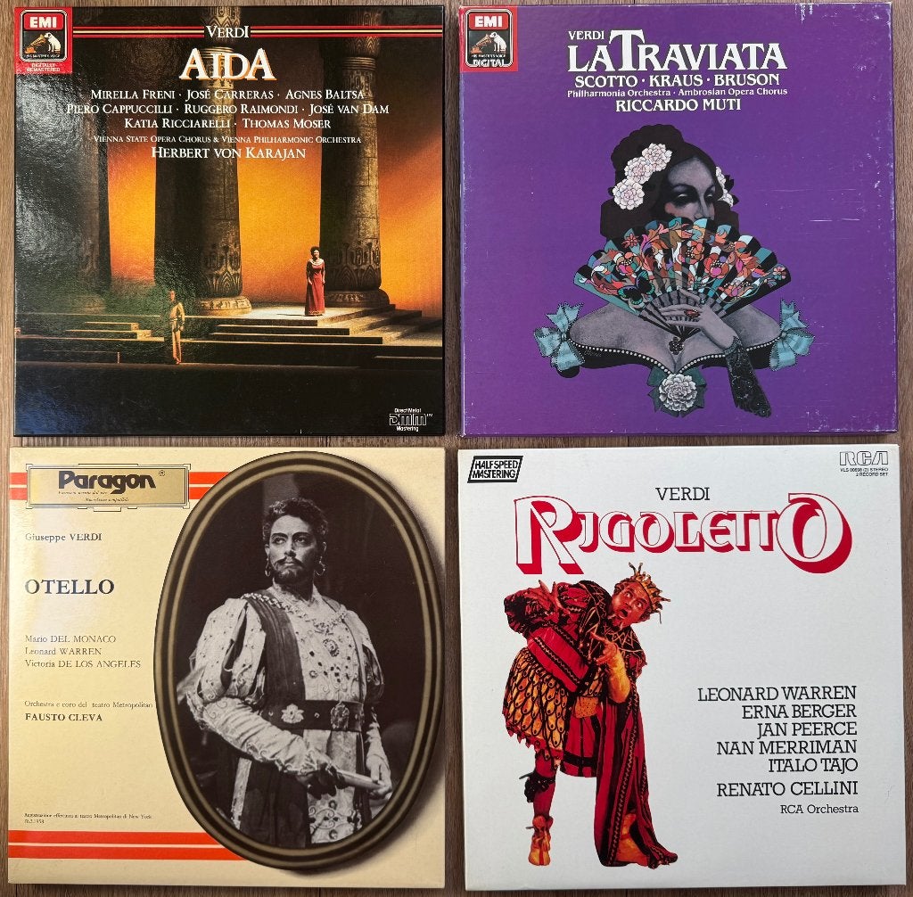 Verdi, 4 vinyl albums met prachtige opera’s, Boxset, Gebruikt, Verdi, Opera of Operette