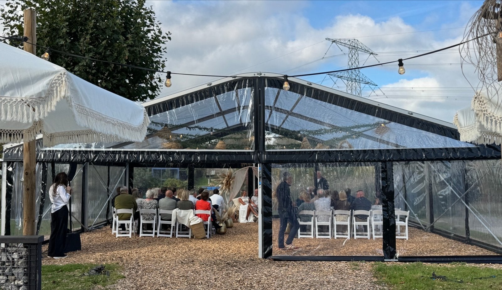 Professionele Aluhal 10x10 m | 1 winter gebruikt | zgan, Ophalen, Partytent, Zo goed als nieuw, 4 tot 6 meter