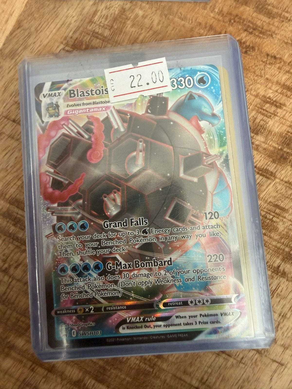 Pokémon Kaart Blastoise VMAX SWSH103 Gigantamax, Ophalen of Verzenden, Zo goed als nieuw, Losse kaart