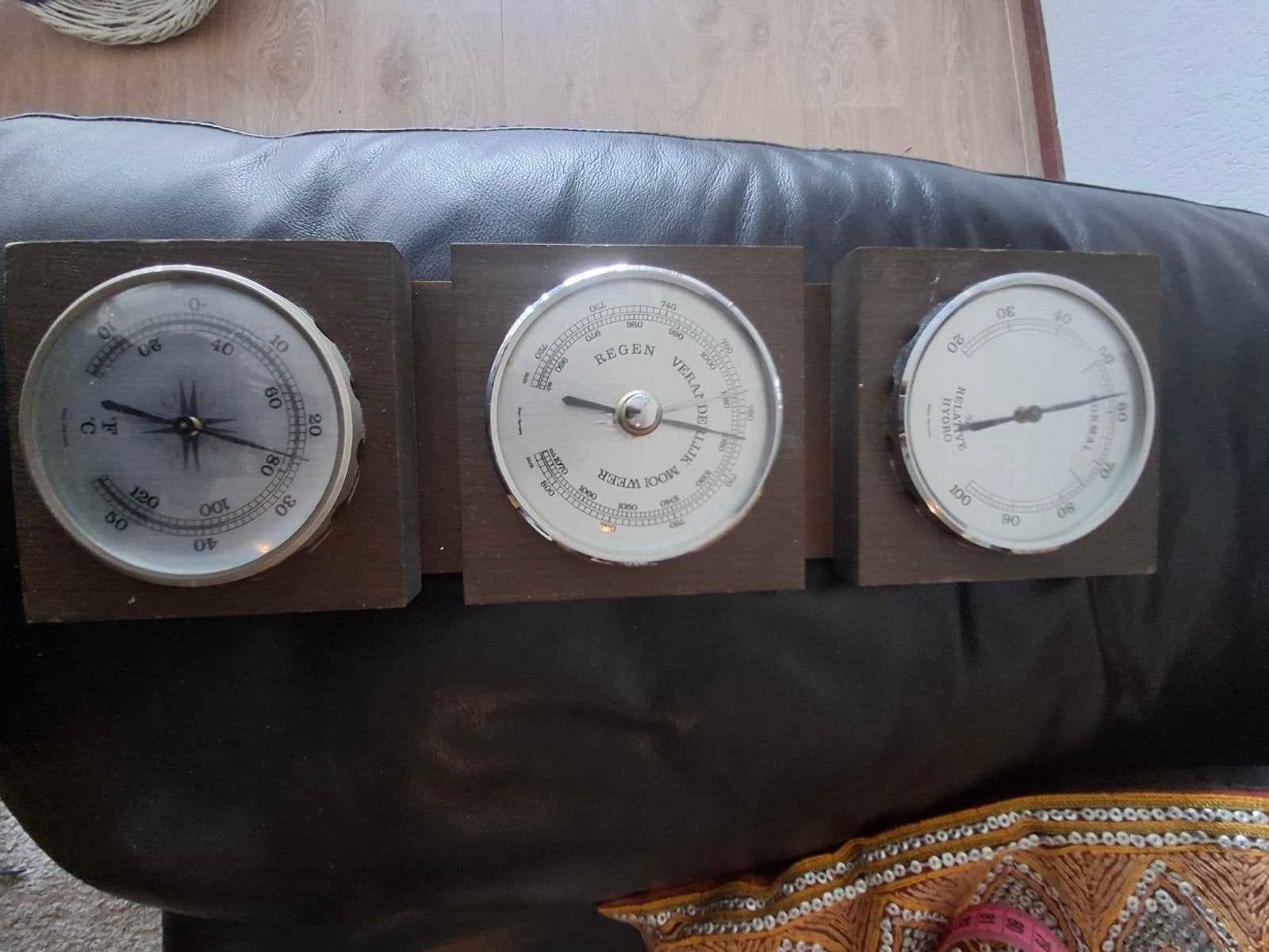 Vintage analoog weerstation (jaren '70) met 3 meters, Audio, Tv en Foto, Ophalen