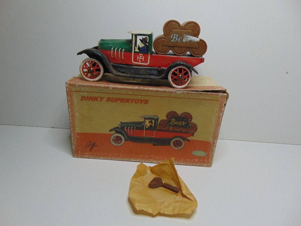Blikken opwind-biertruck vintage blikken Dinky 1005, Antiek en Kunst, Ophalen of Verzenden