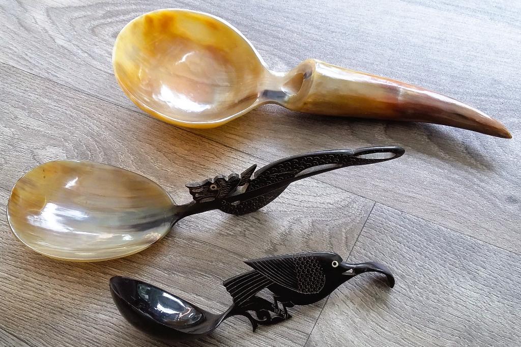 Vintage Buffelhoorn Opdien Lepels Opschep Lepel Indonesië, Ophalen of Verzenden