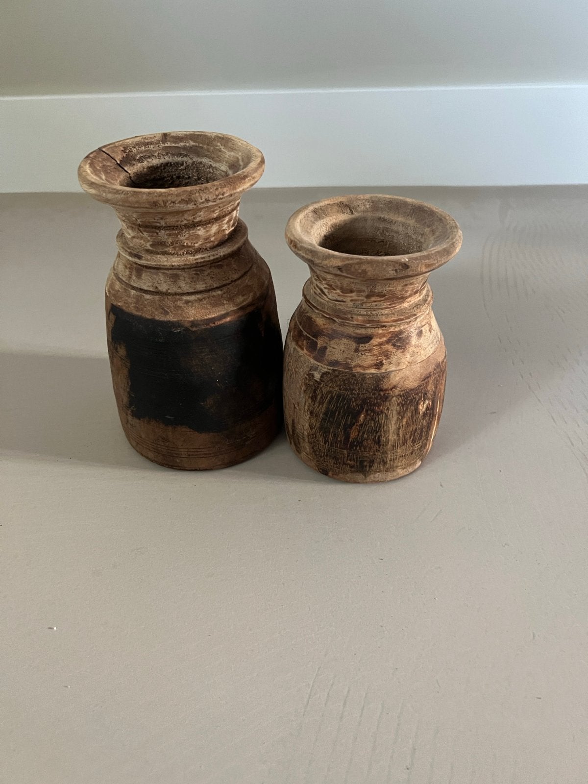 Set van 2 Nepalese houten potten - Decoratieve vazen, Ophalen