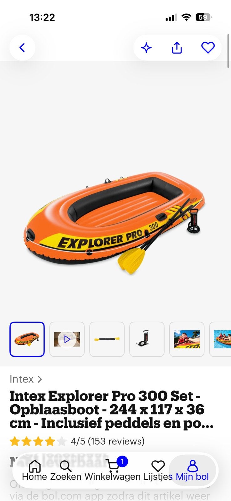 Opblaasboot 244x117x36 zonder peddels, Ophalen, Zo goed als nieuw, Drie personen of meer, Overige typen