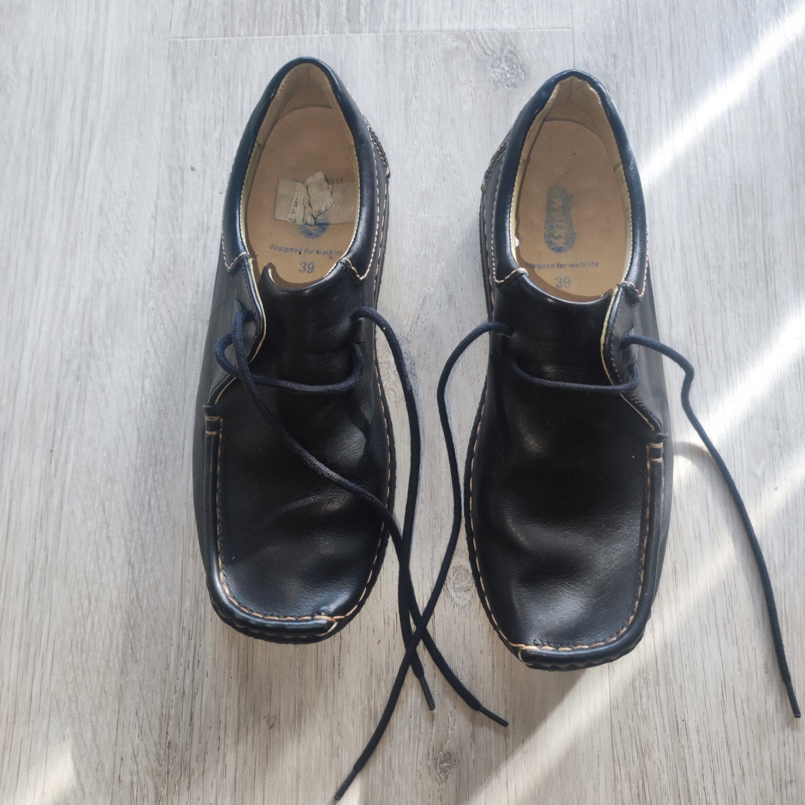 Wolky dames leren schoenen, maat 39, zo goed als nieuw, Wolky, Schoenen met lage hakken, Verzenden, Zwart