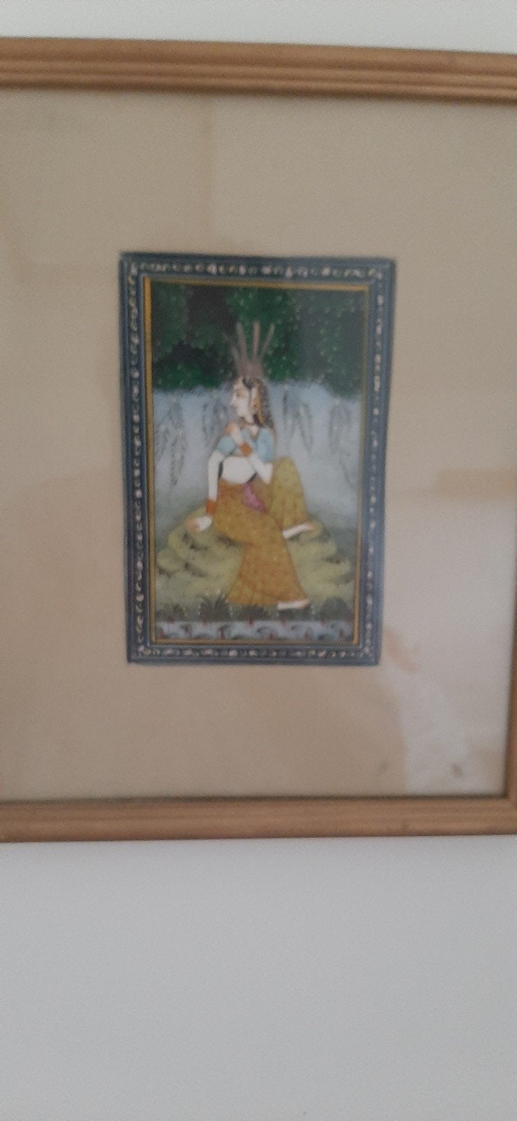 Miniatuur schilderij van een vrouw in landschap, Ophalen