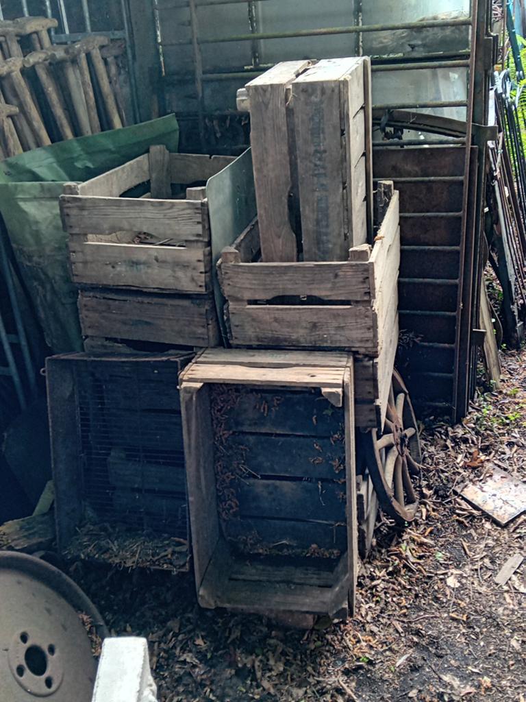 Vintage Houten Kisten Veilingkist met jaartal +/- 50 jr oud, Ophalen, Gebruikt