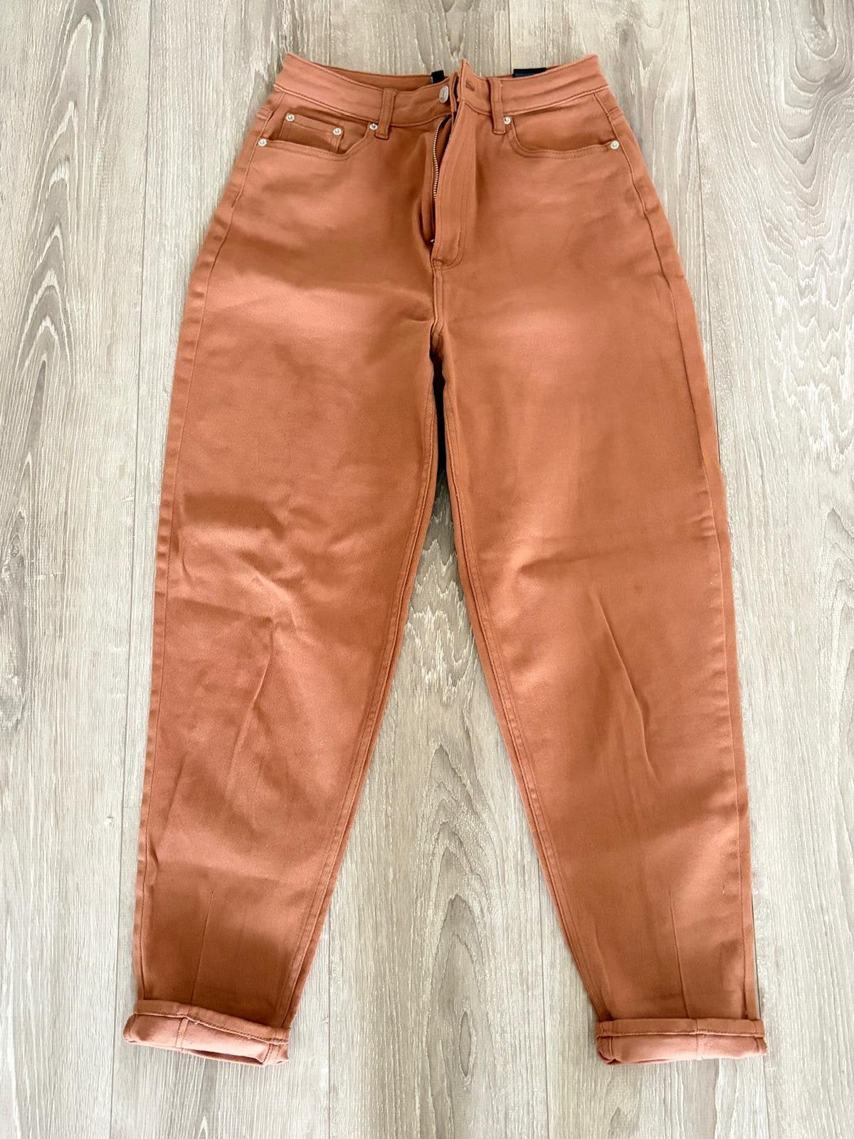 Oranje/bruine jeans, Kleding | Dames, Maat 38/40 (M), Oranje, Ophalen of Verzenden, Zo goed als nieuw