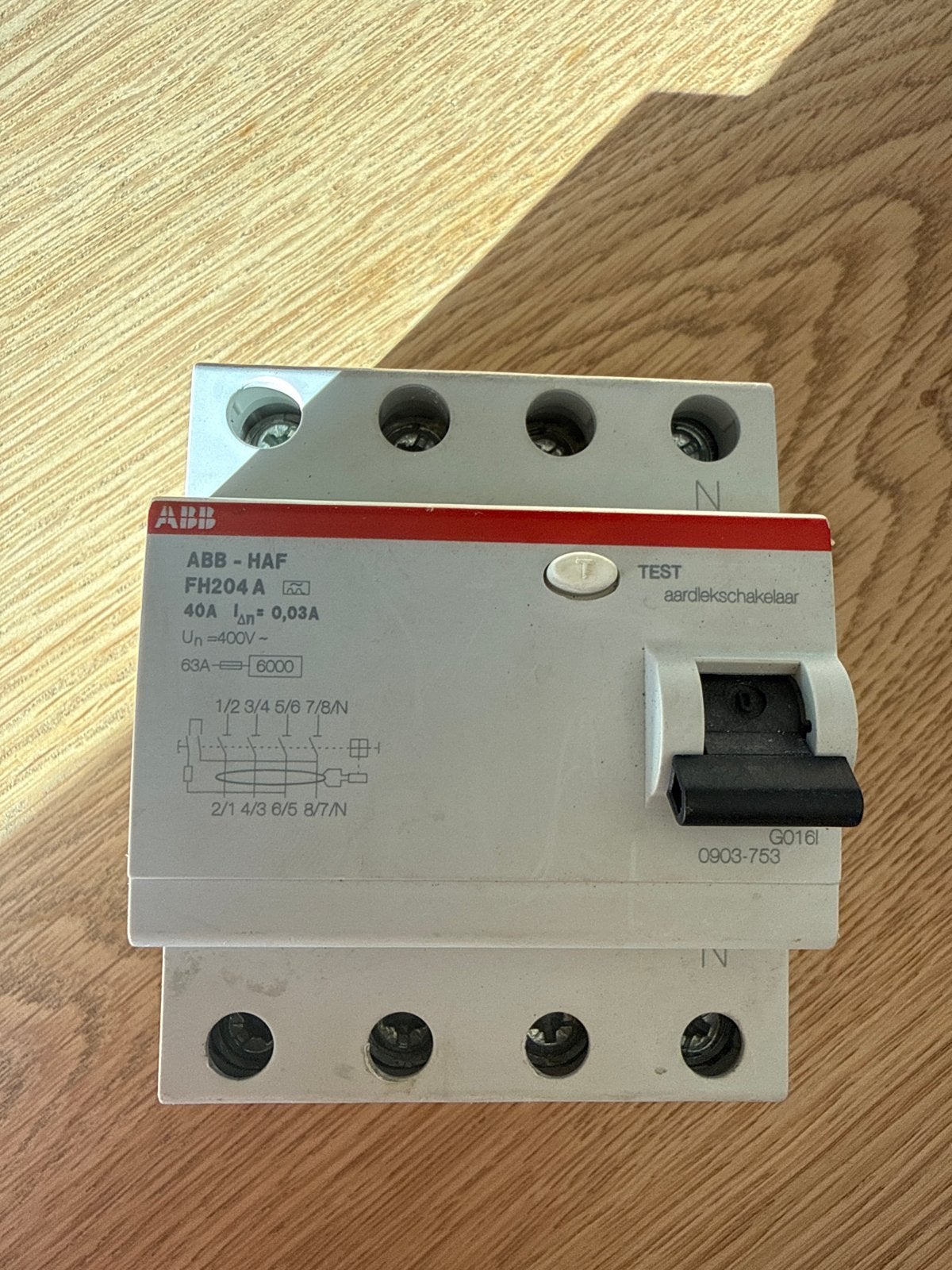 ABB Aardlekschakelaar FH204 A 40A, Ophalen of Verzenden, Gebruikt, ABB, Aardlekschakelaar