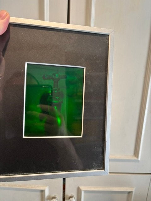 Mooie 3D afbeelding van een kraan in lijst 25 x 19 cm., Huis en Inrichting, Minder dan 50 cm, Metaal of Aluminium, Ophalen of Verzenden