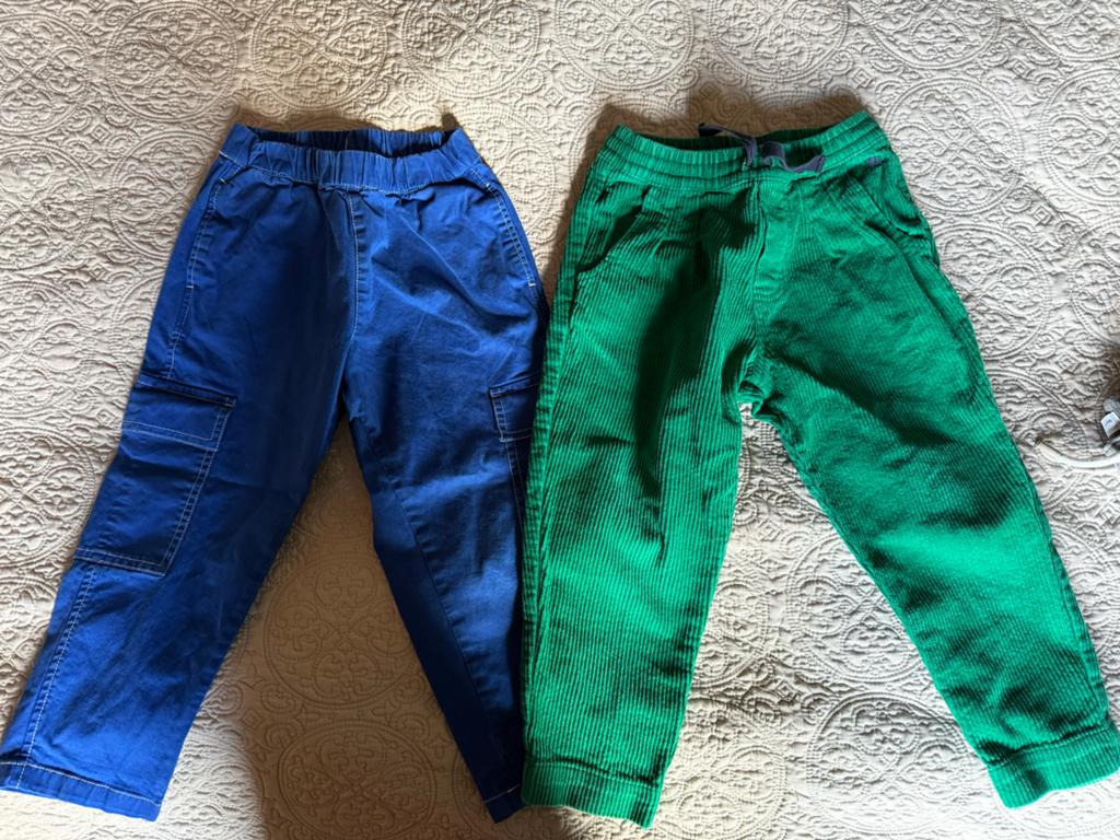 Petit Bateau 2 Kinderbroeken: Blauwe Cargo & Groene Ribbroek, Kinderen en Baby's, Kinderkleding | Maat 116, Ophalen of Verzenden