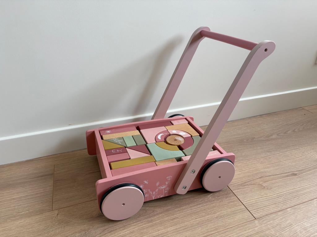 Little Dutch Blokkenkar/ loopkar/ loopwagen, Kinderen en Baby's, Speelgoed | Houten speelgoed, Ophalen, Zo goed als nieuw, Duw- of Trekspeelgoed